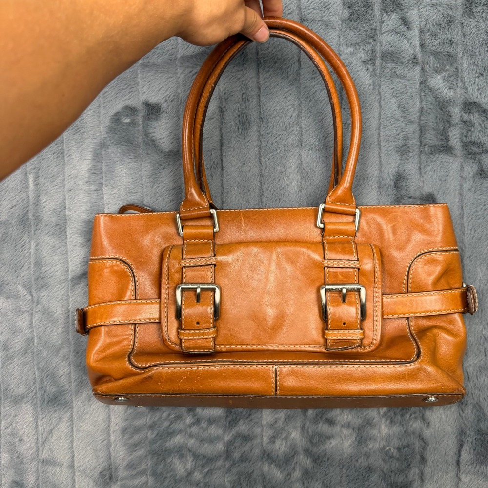 Michael Michael Kors Tan Leather Buckle Satchel Bag